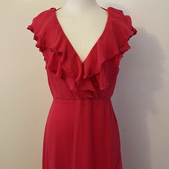 Lulus Love From Above Pink Ruffled Surplice Maxi Dress Size Small - Picture 4 of 16